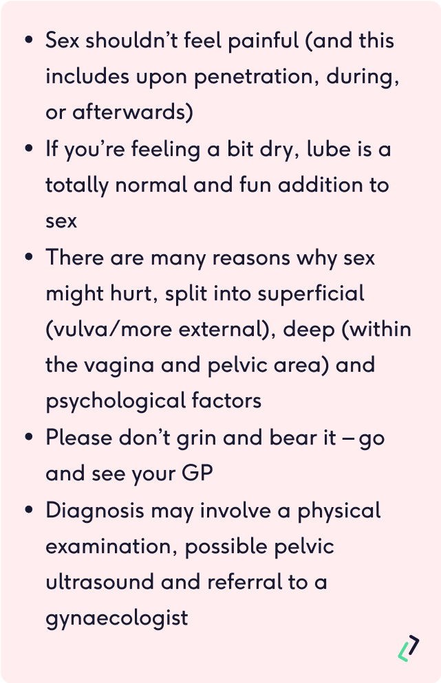 Summary of points regarding soreness after sex