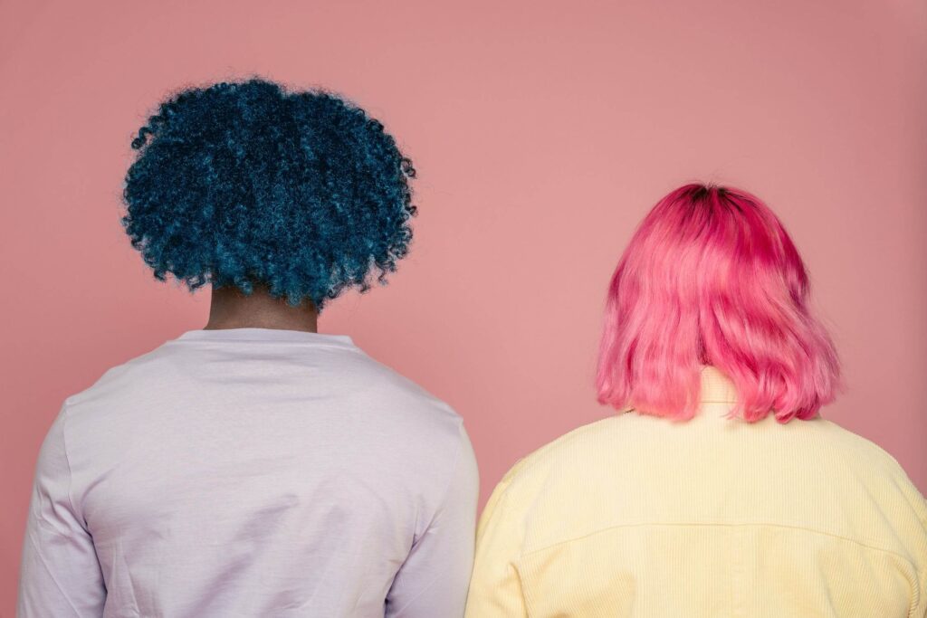 pink and blue hair tips tumblr