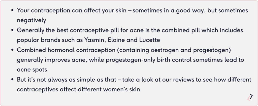 Shortened summary of the best contraceptive for acne