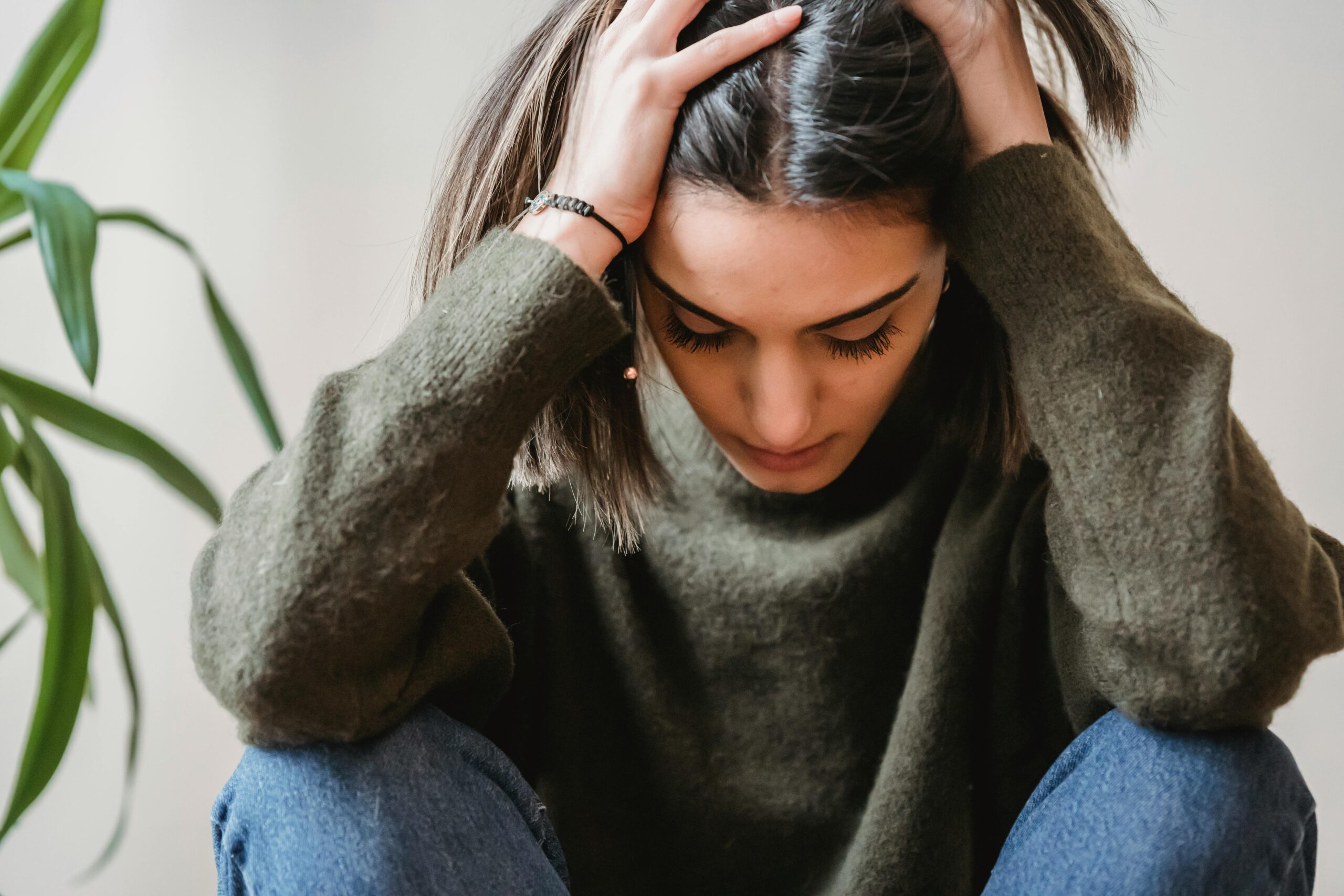 Woman with a migraine