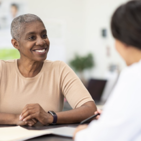 Woman at a GP appointment