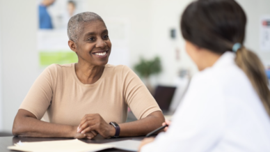 Woman at a GP appointment