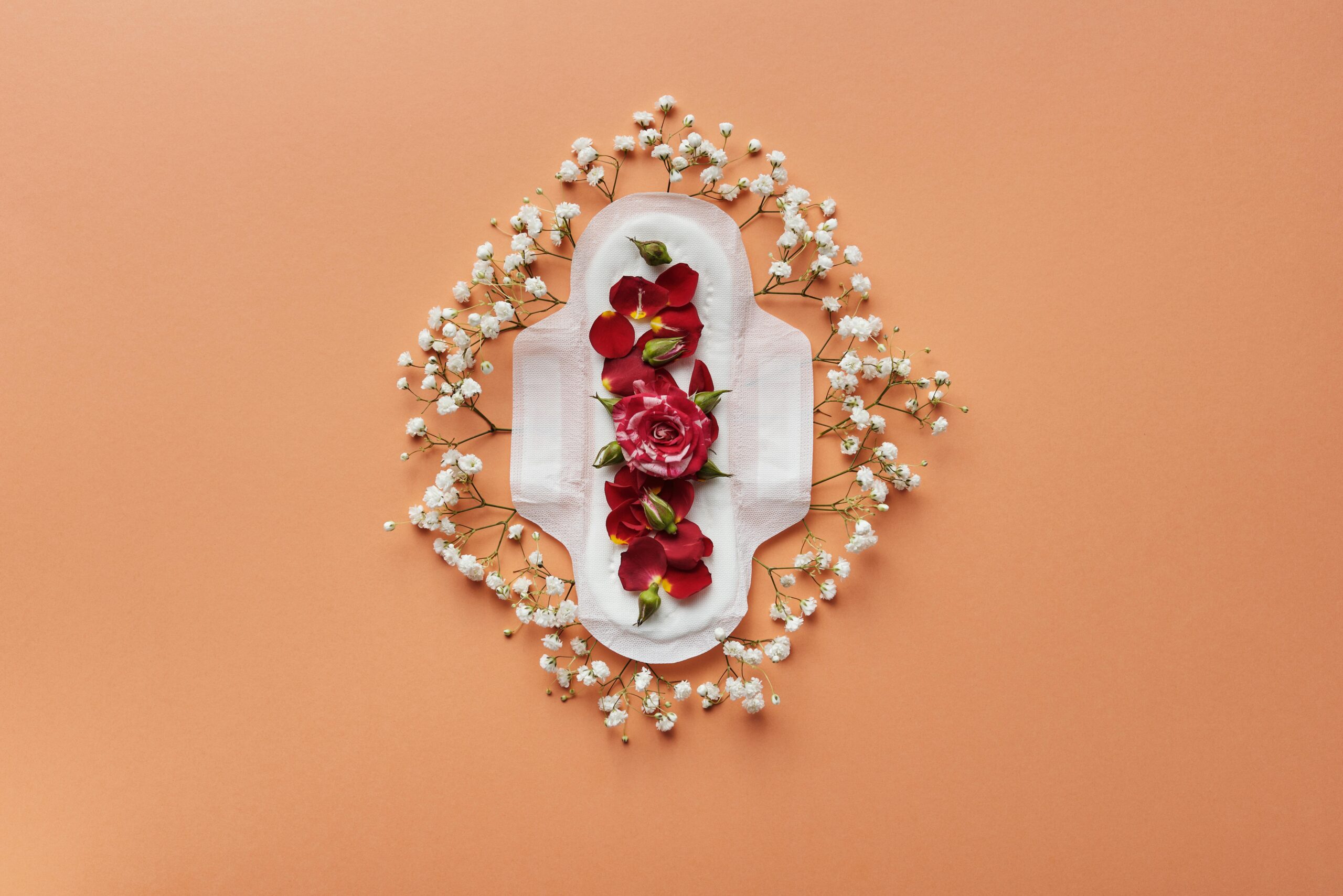 sanitary pad decorated with flowers